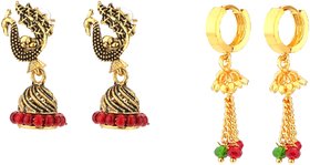 Gautam Combo of Trendy Gold plated Hoop Earrings Jewellery for Women and Girls set of 2 Pair (Q,II)