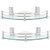 Multi-Purpose Glass Corner Shelf with Heavy Wall Brackets(Glossy)- 8x8 Inches, Pack of 2,