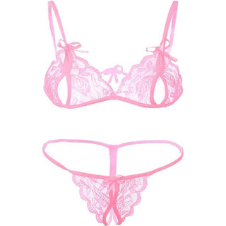 Buy Babydoll Pink Self Design Exotic Naughty Night Dress for Girlfriend ( Wedding Night Honeymoon Special Bra Panty Set) Online @ ₹300 from ShopClues