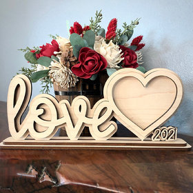Sketchfab (love photo frame digital file) Valentine Wreath Wall Hanging Sign Wedding Gift for Couples Laser Cut Heart