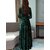 Westchic Green Floral Velvet Round Neck Full Sleeves Maxi A Line Dress