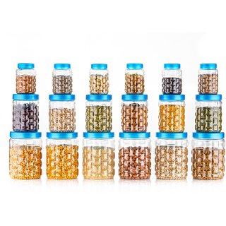 Exclusive 18 Pcs Airtight ABS Plastic Grocery Container/Kitchen Container/Kitchen Storage/Grocery Storage (Clear)