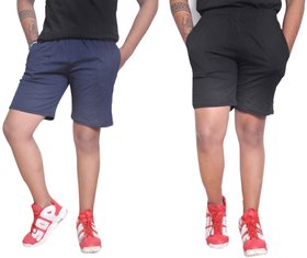 NSZO Men Black & Blue Regular Shorts Pack of 2