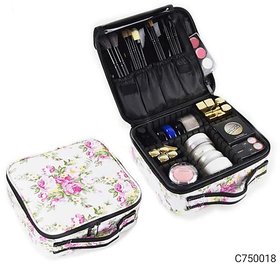 Professional Travel Vanity Case White And Pink Flowers