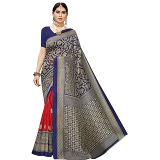                       SVB Saree Red And Blue Colour Mysore Silk Saree                                              