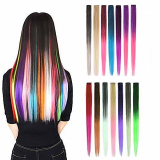 Buy Blushia Clip-On Artificial Hair Highlight Extension For Girls - hair  strings 12 PCS beautiful colors Online @ ₹349 from ShopClues