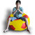 Style Homez Premium Leatherette Football Bean Bag XXL Size Yellow-Red Color, Cover Only