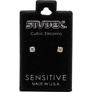                       Studex Sensitive Gold Plated Tiffany 3MM Cubic Zirconia Ear Studs                                              