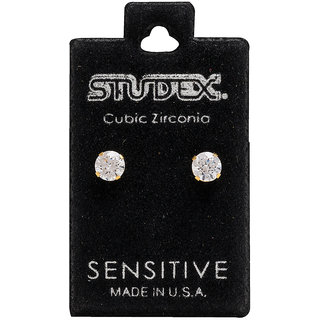                       Studex Sensitive Gold Plated Tiffany 5MM Cubic Zirconia Ear Studs                                              