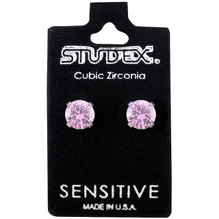                       Studex Sensitive Stainless Steel Tiffany 6MM Pink Cubic Zirconia Ear Studs                                              