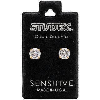                       Studex Sensitive Gold Plated Tiffany 6MM Cubic Zirconia Ear Studs                                              