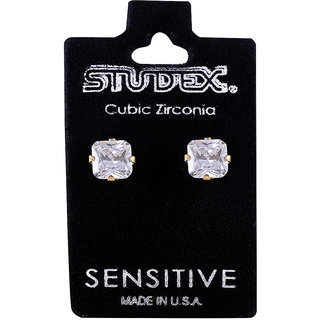                       Studex Sensitive Gold Plated 6X6MM Cubic Zirconia Ear Studs                                              