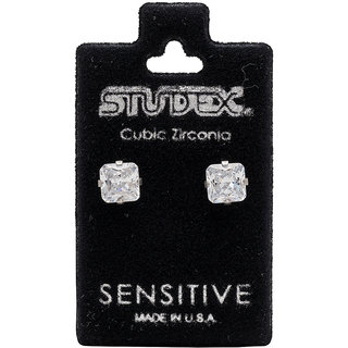                       Studex Sensitive Stainless Steel 6X6MM Cubic Zirconia Ear Studs                                              