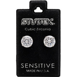                       Studex Sensitive Stainless Steel Tiffany 8MM Cubic Zirconia Ear Studs                                              