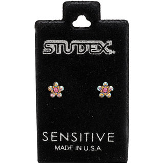                       Studex Sensitive Gold Plated Daisy Ab Crystal-Rose Ear Studs                                              