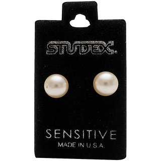                       Studex Sensitive Gold Plated 8MM White Pearl Ear Studs                                              