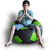 Style Homez Premium Leatherette Football Bean Bag XXL Size Black-Green Color Filled with Beans Fillers