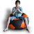 Style Homez Premium Leatherette Football Bean Bag XXL Size Black-Orange Color Filled with Beans Fillers