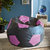 Style Homez Premium Leatherette Football Bean Bag XXL Size Black-Purple Color Filled with Beans Fillers