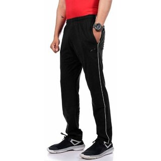 Ruggstar branded Dry-fit Lycra trackpant for men(Black-Piping)