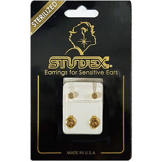                       Studex Select Card 3MM Regular Gold Plated Bezel April  Crystal Ear Studs                                              