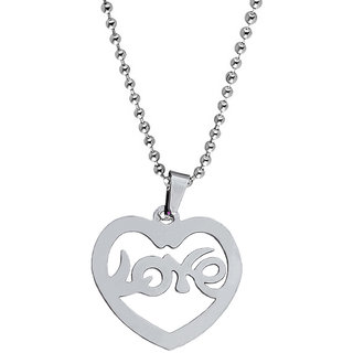                       Sullery Valentine Day Gift Love Heart Shape Locket Silver Stainless Steel Necklace Chain                                              