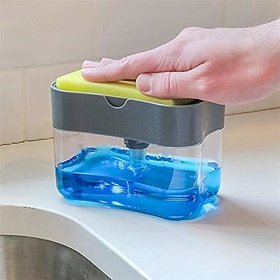 Right traders 2 in 1 Soap Pump Dispenser for Dishwasher Liquid,Soap, Sponge Holder