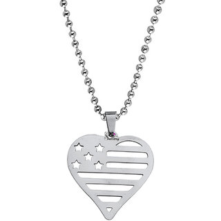                      Sullery Valentine Day Gift Star Love Heart Shape Locket Silver Stainless Steel Necklace Chain                                              