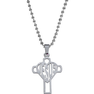                       Sullery Christmas Gift Jesus Christ Cross Locket Silver Stainless Steel Necklace Chain                                              