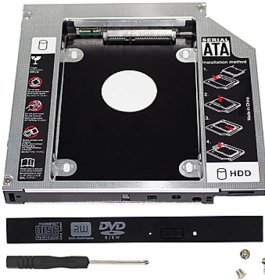 JAMUS SATA Optical Bay 2nd Hard Drive Caddy, Universal for 9.5mm CD/DVD Drive Slot (for SSD and HDD)