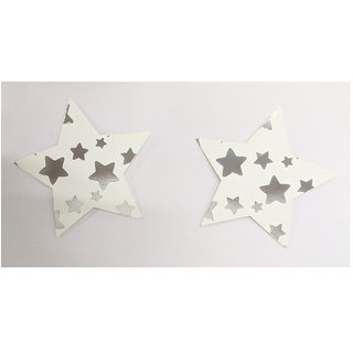                       Hippity Hop Star Hanging  silver star printed  Decoration Paper Garlands Banner(white  silver)                                              