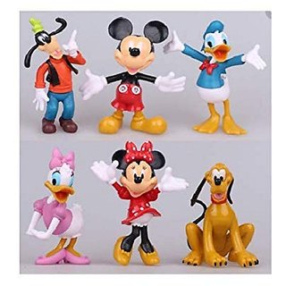                       Hippity Hop Mickey Minnie Mouse Daisy Donald Pluto Goofy Cake Topper Cake (pack os 6)                                              