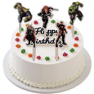                       Hippity Hop Marvel Avengers  Theme Birthday Party Cake Toppers (pack of 7)                                              