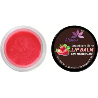 Alphacia 100 Natural lip care product with Strawberry Shine Lip Blam-10g pack of 1 Stawberry