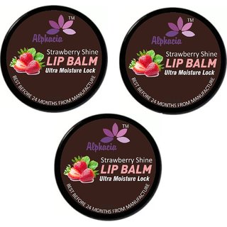                       Alphacia 100 Natural lip care product with Strawberry Shine Lip Blam-30g pack of 3 Strawberry                                              