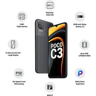 Buy POCO C3 4 GB 64 GB (Matte Black) Online @ ₹9589 from ShopClues