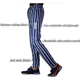                       Men's Regular Fit Blue and White and Grey Trackpants                                              