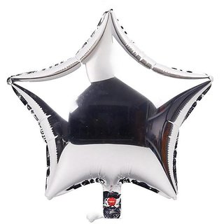                       Hippity Hop Silver (18' Inch) Star Foil Balloons for Silver Party Decorations ( Colour Silver)                                              