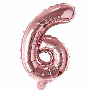                      Hippity Hop 6  Numbers Foil Balloon 16 Inch -(Pack of one Unit) Rose Gold (Rose Gold-6 )                                              
