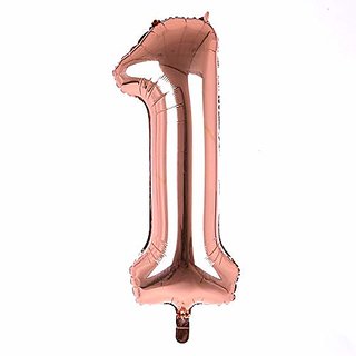                       Hippity Hop 1 Numbers Foil Balloon 32 Inch -(Pack of one Unit) Rose Gold (Rose Gold-1  )                                              