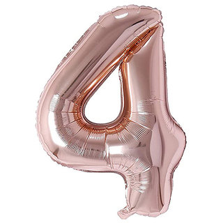                       Hippity Hop 4  Numbers Foil Balloon 32 Inch -(Pack of one Unit) Rose Gold (Rose Gold-4 )                                              
