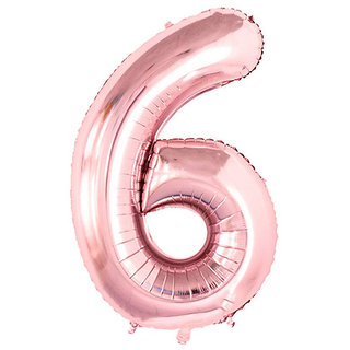                       Hippity Hop 6  Numbers Foil Balloon 40 Inch -(Pack of one Unit) Rose Gold (Rose Gold-6 )                                              