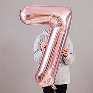                       Hippity Hop 7  Numbers Foil Balloon 40 Inch -(Pack of one Unit) Rose Gold (Rose Gold-7 )                                              