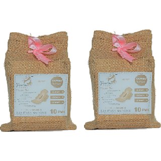                       Graciss Bamboo Sanitary Pads 2 Combo with an Attractive Jute Pouch(20 Pcs XXXL-8/ XL-6/ L-6)                                              