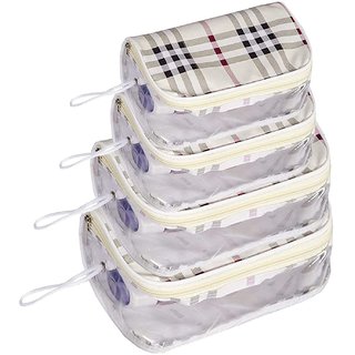 EXCLUSIVE NEW Set of 4 Multipurpose Transparent Travel Pouch Makeup Toiletry Kit Bag