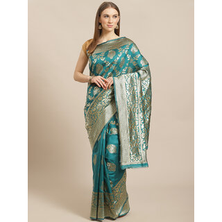 Meia Green And Gold Embellished Art Silk Saree