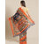 Meia Dark Blue And Orange  Solid Printed  Saree