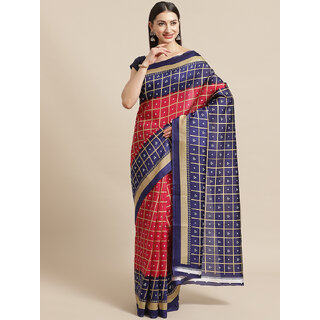                       Meia Pink And Blue Bandhani Print Saree                                              