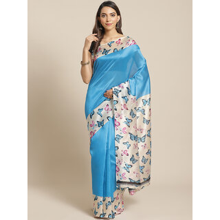                       Meia Blue Animal Print Saree                                              
