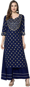 Sharda Creation Blue Colour Party Wear Foil Print  Kurtis With Plazzo